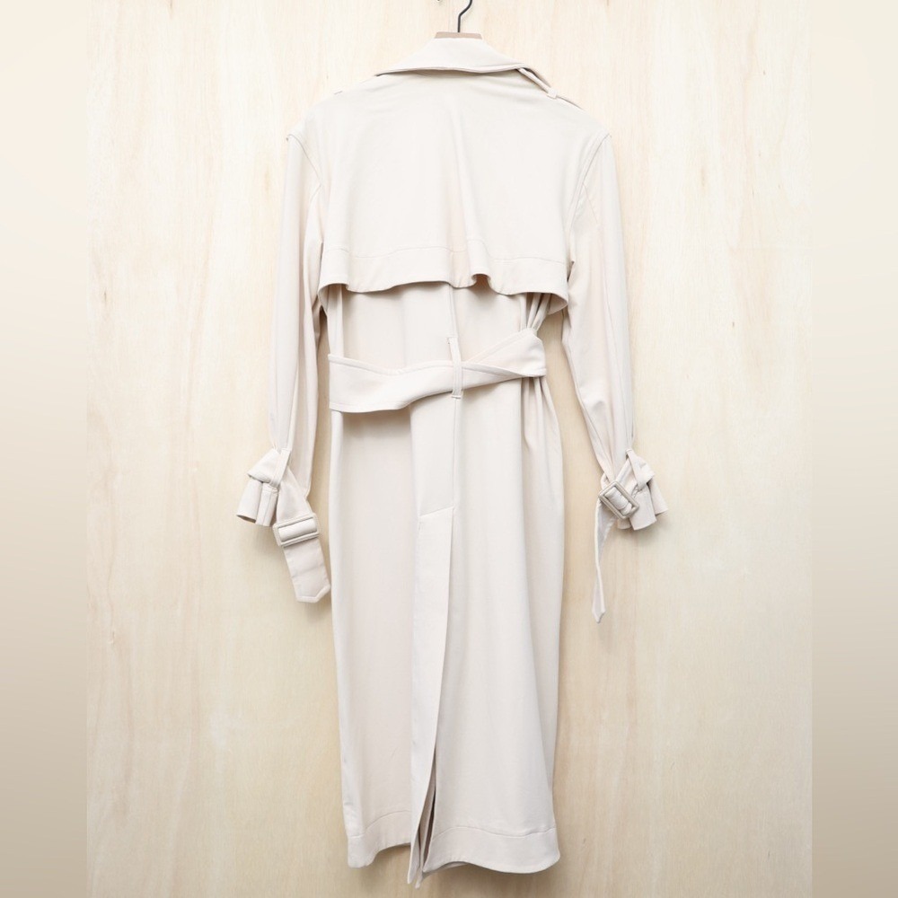 Susana Monaco Cream Double-Breasted Trench Coat - Picture 3 of 4